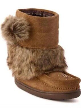 Manitobah Mukluks Waterproof Faux Fur Child Snowy Owlet